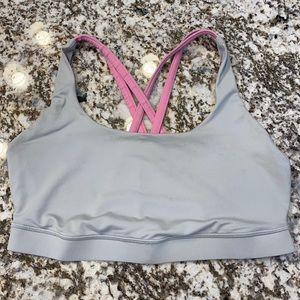 Lululemon energy bra size 10 light gray with pink